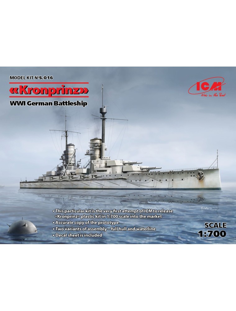 ICM - 1/700 Kronprinz (full hull & waterline), WWI German Battleship