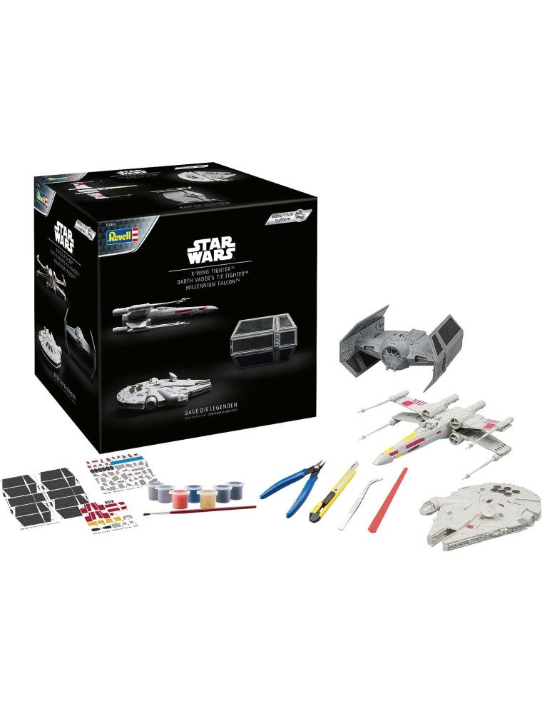 REVELL - Advent Calendar Star Wars X-Wing Fighter, Darth Vader's Tie Fighter, Millennium Falcon (Easy-Click System)