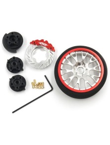 Yeah Racing - Volantino rosso tipo A in alluminio per radio Futaba KO Sanwa FLySky NB4