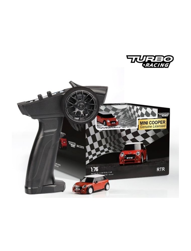 Turbo Racing - Micro auto Mini Cooper rossa 1/76 con radio Turbo Racing