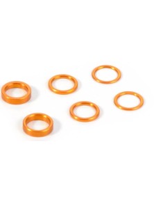 XRay - RONDELLE ORANGE 6pz         X1 ALLUMINIO 6,37x8,4mm 0,5-1-2mm