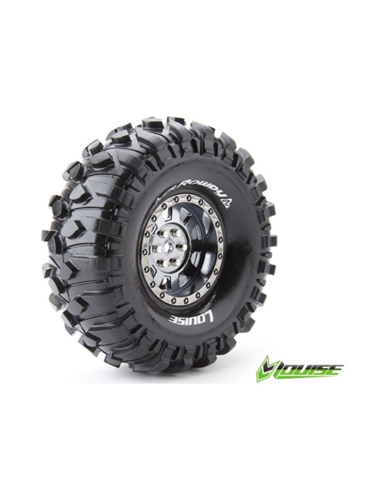 LOUISE RC - Gomme + cerchi cromo 1.9 CR-Rowdy 121mm 2pz 1/10 per crawler	