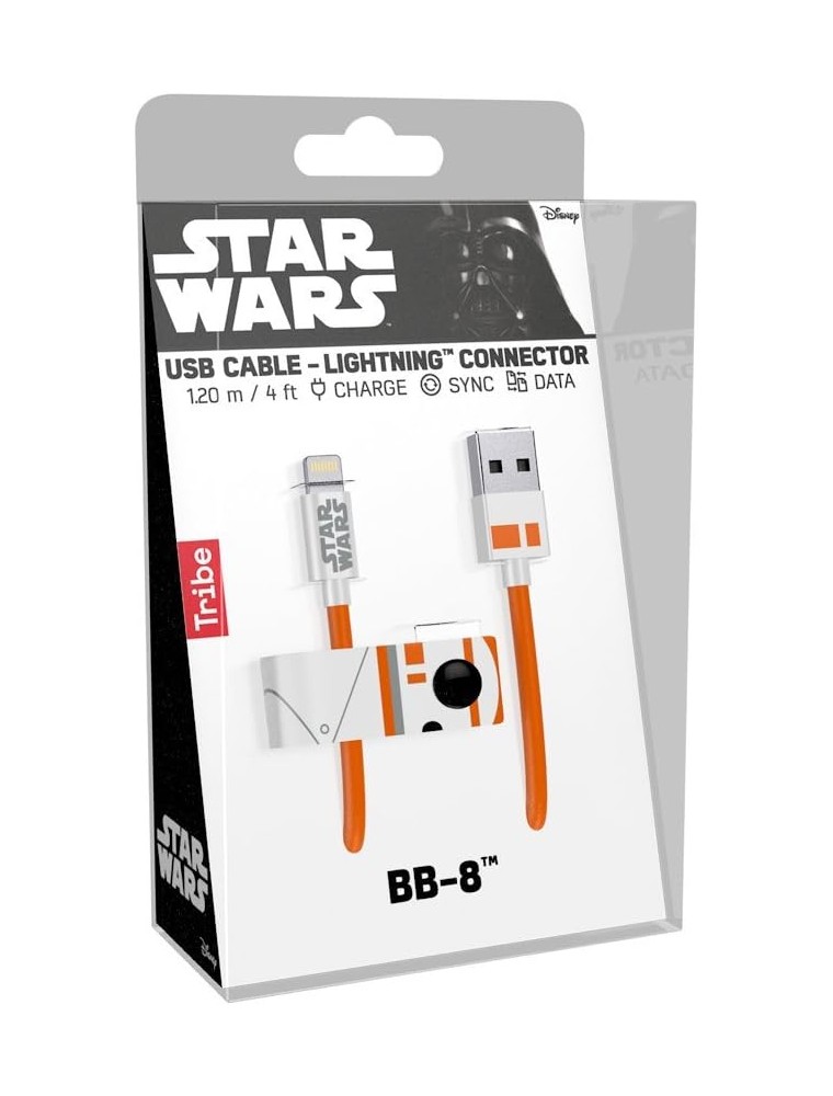 Tribe Star Wars Cavo USB Lightning (120 cm) per Trasmissione Dati e Ricarica per Apple iPhone Certificato Mfi - BB8