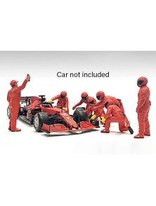 FIGURES - F1  SET 2 2022 - DIORAMA PIT-STOP SET 7 X MECCANICI - MECHANICS - WITH DECALS - RED