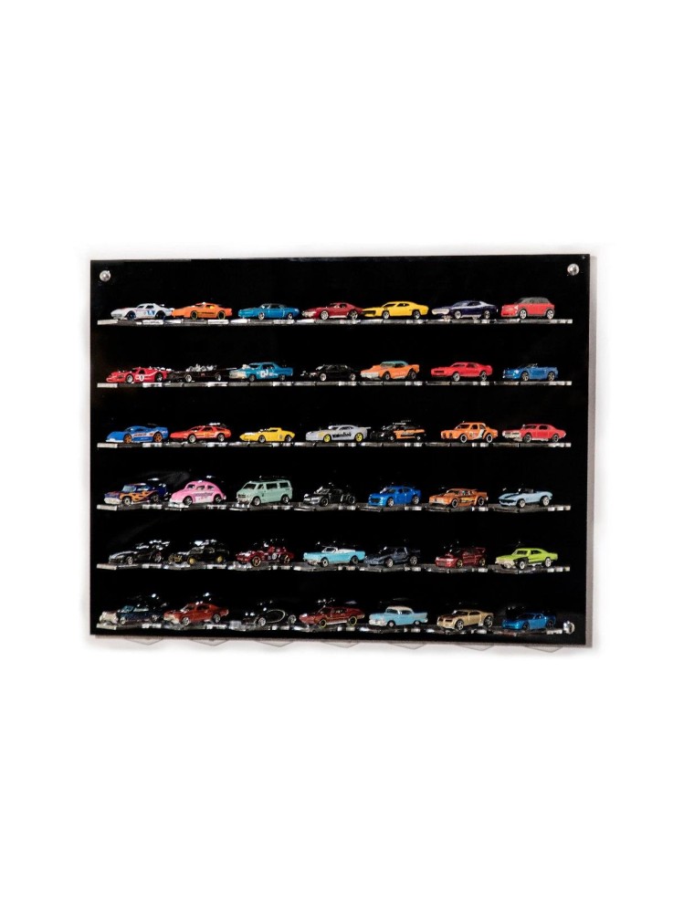 VETRINA DISPLAY BOX - ESPOSITORE - FOR 42 CARS 1/64 Lungh.LENGHT cm 61.0 X Largh.WIDTH cm 12.0 X Alt.HEIGHT cm 47.0 (altezza uti