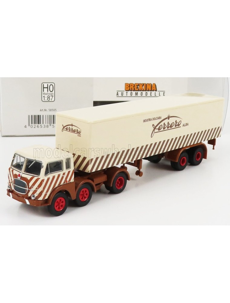 FIAT - 690 T TRUCK 3-ASSI TELONATO INDUSTRIA DOLCIARIA FERRERO 1960 - BEIGE BROWN