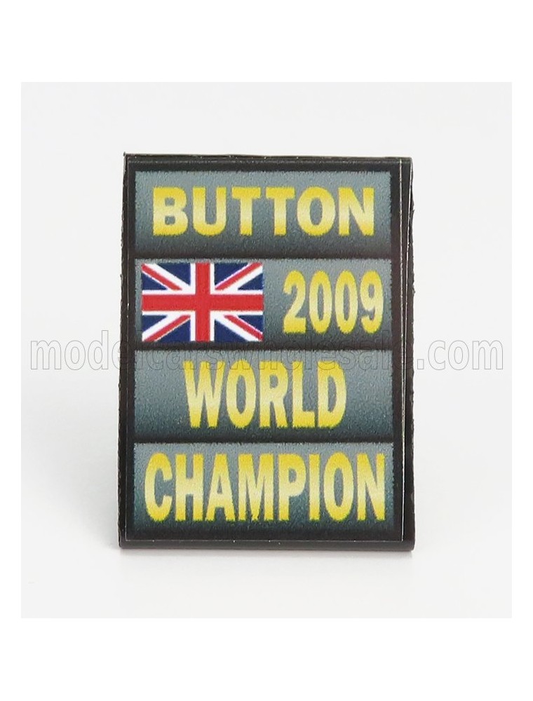 ACCESSORIES - F1  WORLD CHAMPION PLATE PIT BOARD - BRAWN GP MERCEDES BGP001 N 22 SEASON 2009 JENSON BUTTON - GREY BLACK YELLOW