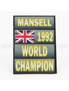 ACCESSORIES - F1  WORLD CHAMPION PLATE PIT BOARD - WILLIAMS FW14B RENAULT N 5 SEASON 1992 NIGEL MANSELL - GREY BLACK YELLOW