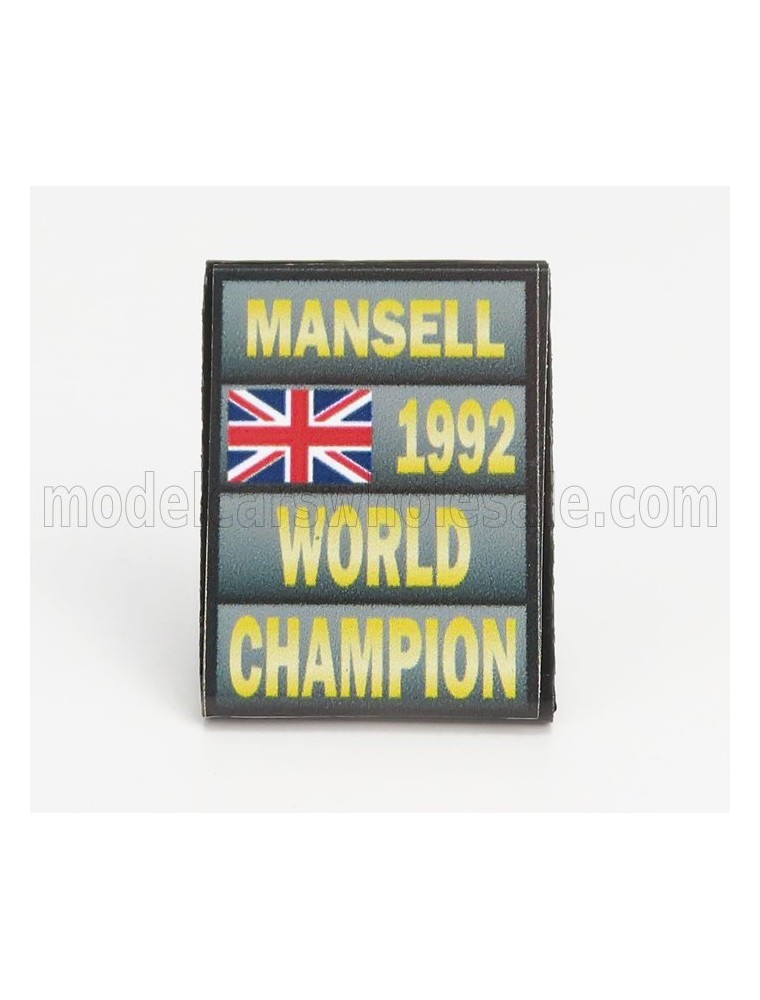 ACCESSORIES - F1  WORLD CHAMPION PLATE PIT BOARD - WILLIAMS FW14B RENAULT N 5 SEASON 1992 NIGEL MANSELL - GREY BLACK YELLOW