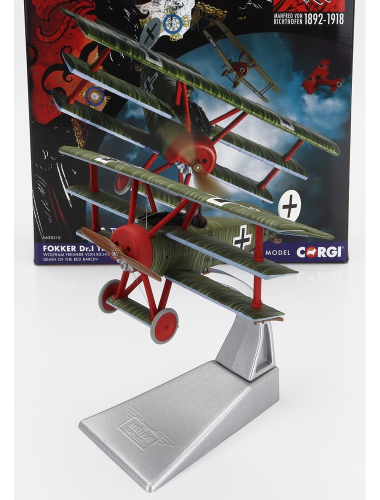 FOKKER - DR.i TRIPLANE MILITARY AIRPLANE 1918 - THE RED BARON - MILITARY GREEN