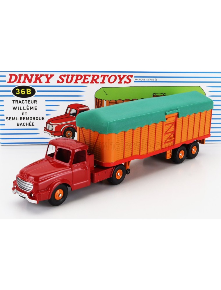 WILLEME - TRACTOR TRUCK + SEMI-REMORQUE BACHEE 1960 - RED ORANGE GREEN