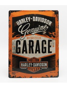 ACCESSORIES - 3D METAL PLATE - HARLEY DAVIDSON GARAGE - ORANGE BLACK