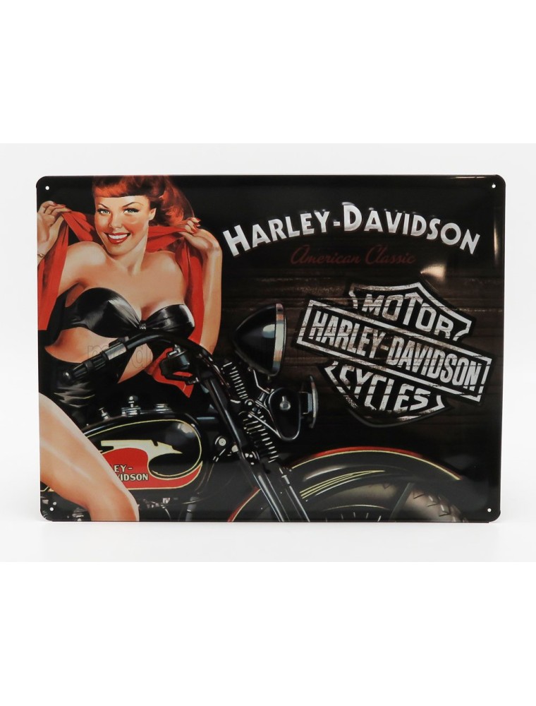 ACCESSORIES - 3D METAL PLATE - HARLEY DAVIDSON AMERICAN CLASSIC BIKER BABE - BLACK ORANGE