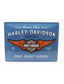 ACCESSORIES - 3D METAL PLATE - HARLEY DAVIDSON LOGO - BLUE ORANGE