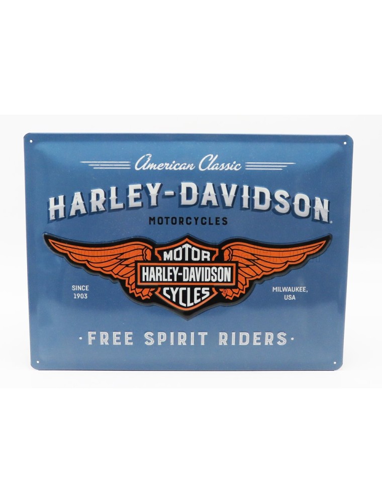 ACCESSORIES - 3D METAL PLATE - HARLEY DAVIDSON LOGO - BLUE ORANGE