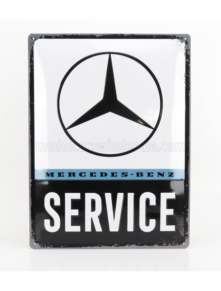 ACCESSORIES - 3D METAL PLATE - MERCEDES BENZ SERVICE - BLACK WHITE BLUE