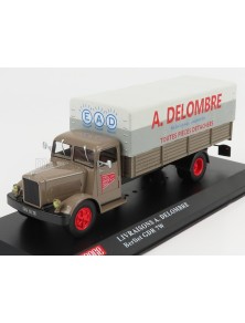 BERLIET - GDR 7W TRUCK TELONATO LIVRAISONS A.DELOMBRE 1954 - BROWN GREY