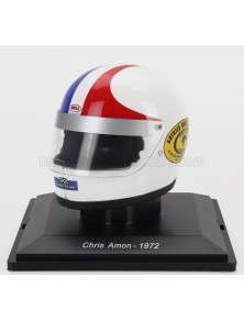 HELMET - F1  CASCO - MATRA SIMCA MS120D N 9 SEASON 1972 CHRIS AMON - WHITE RED BLUE