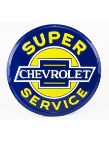 ACCESSORIES - METAL ROUND PLATE - CHEVROLET SUPER SERVICE - YELLOW BLUE