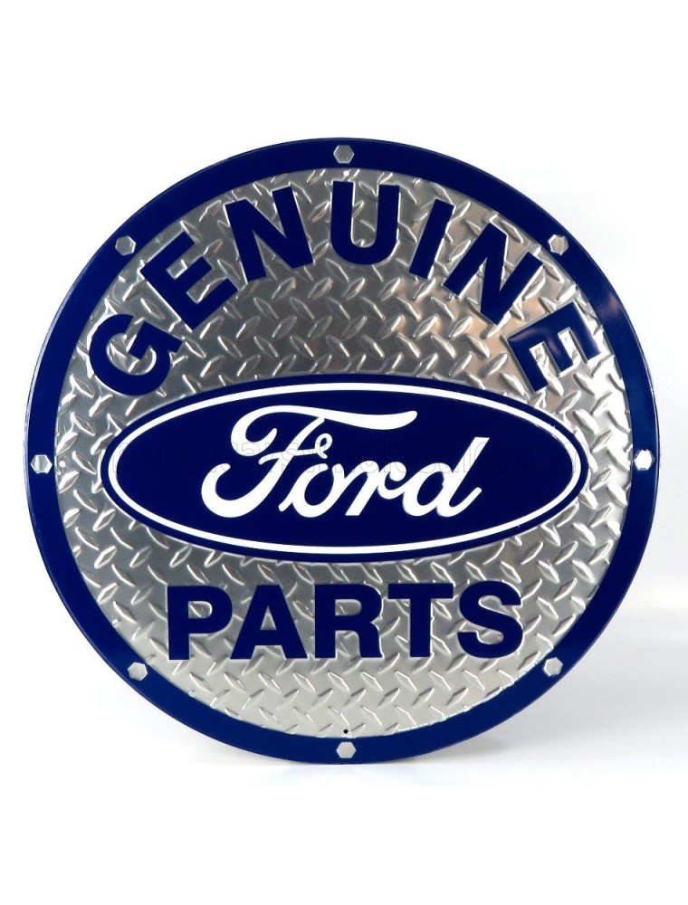 ACCESSORIES - METAL ROUND PLATE - FORD GENUINE PARTS DIAMOND PLATE - BLUE SILVER