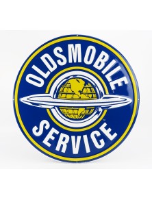 ACCESSORIES - METAL ROUND PLATE - OLDSMOBILE SERVICE - BLUE YELLOW