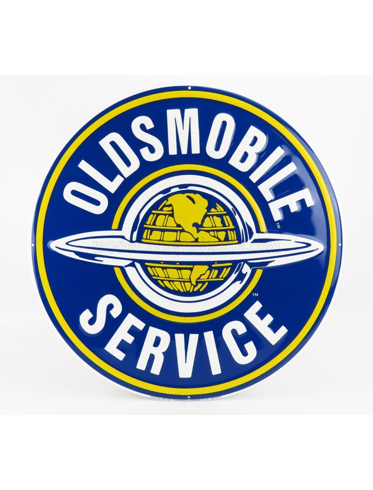 ACCESSORIES - METAL ROUND PLATE - OLDSMOBILE SERVICE - BLUE YELLOW