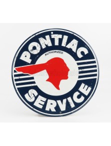 ACCESSORIES - METAL PLATE - PONTIAC AUTHORIZED SERVICE - BLUE WHITE RED