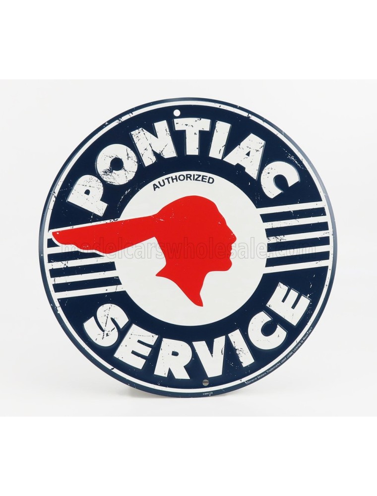 ACCESSORIES - METAL PLATE - PONTIAC AUTHORIZED SERVICE - BLUE WHITE RED