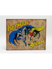 ACCESSORIES - METAL PLATE - BATMAN AND ROBIN - BROWN BLUE YELLOW