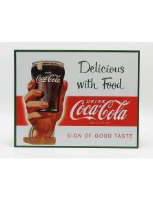 ACCESSORIES - METAL PLATE - COCA-COLA DELICIOUS WITH FOOD - WHITE RED GREEN