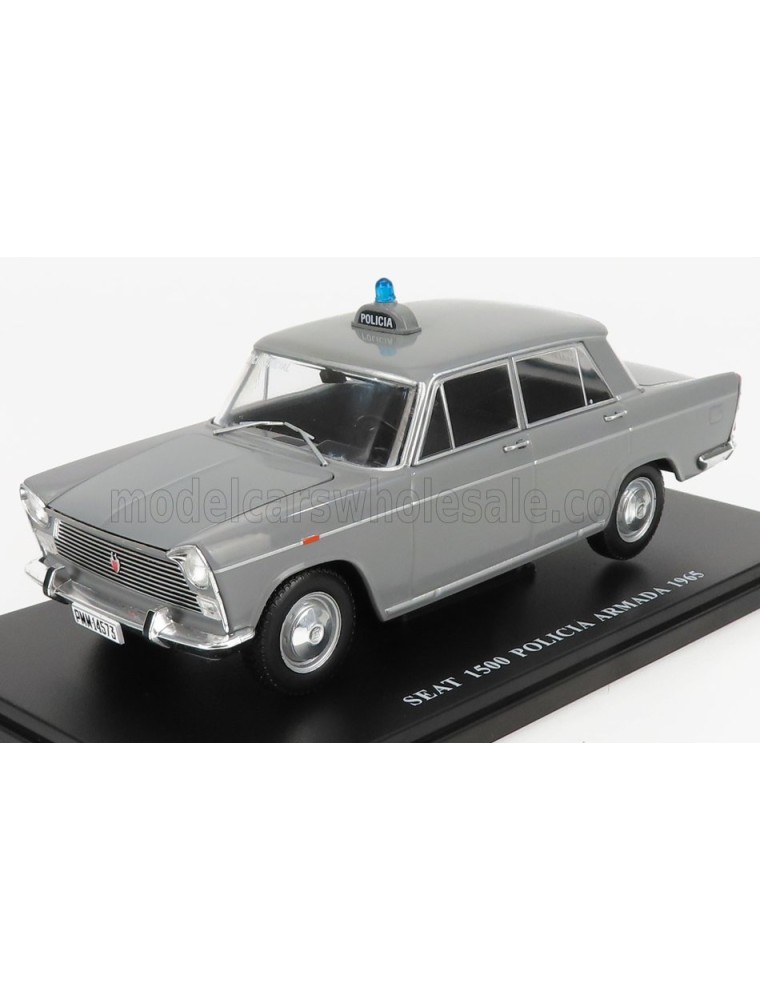 SEAT FIAT - 1500 SERVICIO OFICIAL MADRID POLICIA ARMADA POLICE 1965 - CON VETRINA - WITH SHOWCASE - GREY