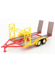 ACCESSORIES - CARRELLO TRASPORTO AUTO 2-ASSI - CAR TRANSPORTER TRAILER SHEEL OIL - YELLOW RED GREY