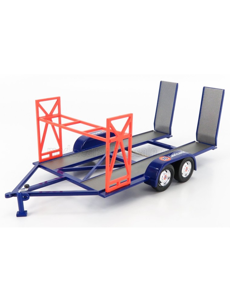 ACCESSORIES - CARRELLO TRASPORTO AUTO 2-ASSI - CAR TRANSPORTER TRAILER UNION 76 - BLUE ORANGE GREY