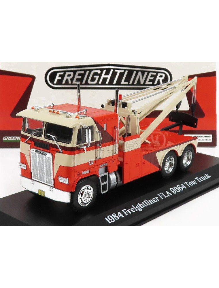 FREIGHTLINER - FLA 9664 TRACTOR TRUCK GRU CRANE 3-ASSI CARRO ATTREZZI - WRECKER ROAD SERVICE 1984 - ORANGE CREAM