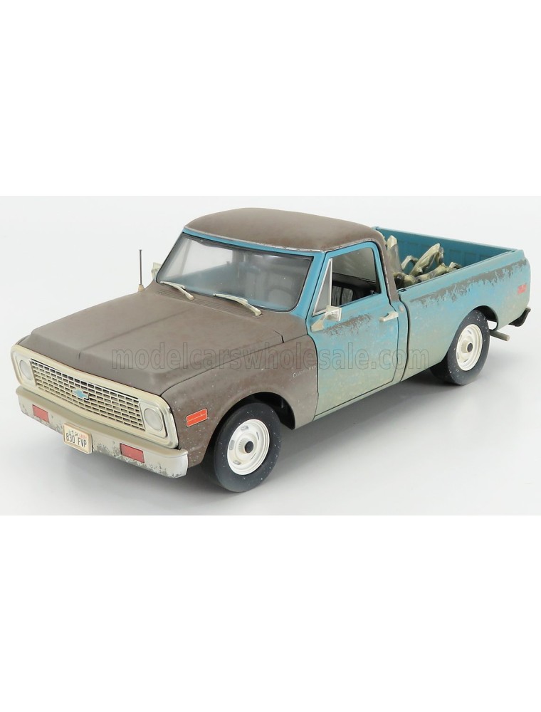 CHEVROLET - C-10 PICK-UP AND ALIEN FIGURE 1971 - INDEPENDENCE DAY - LIGHT BLUE BROWN