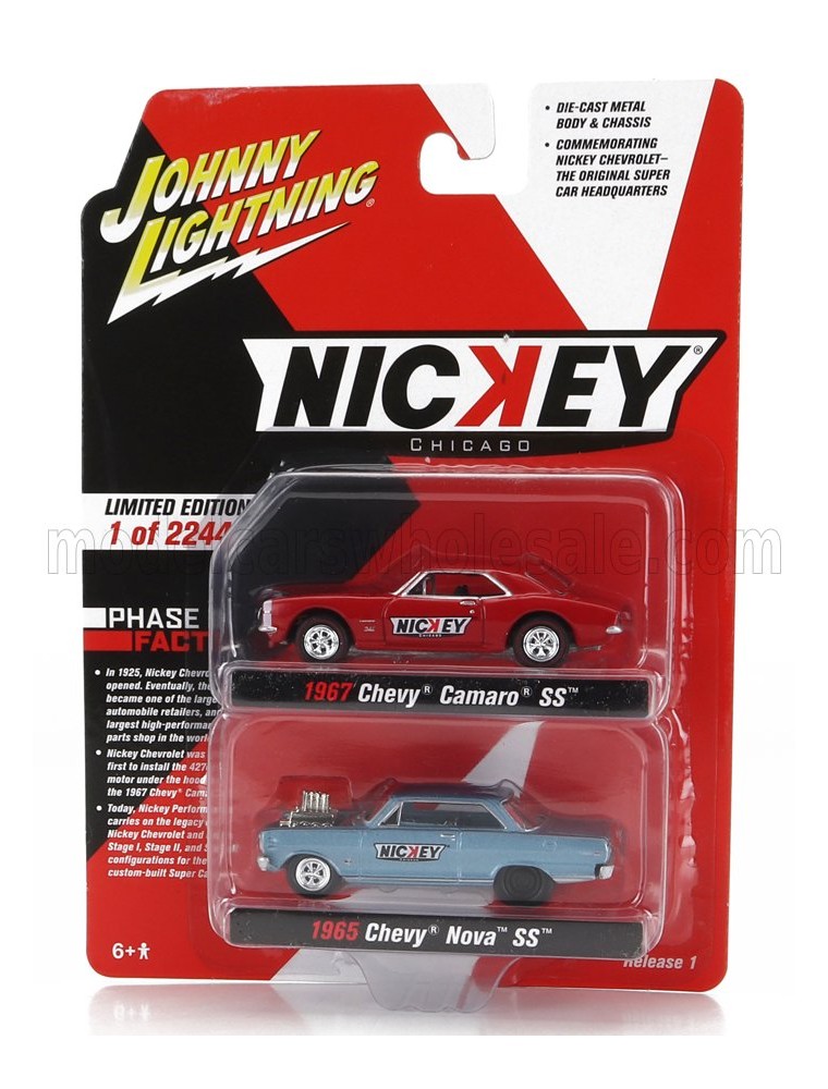 CHEVROLET - SET 2X CAMARO 1967 + NOVA 1964 - LIGHT BLUE RED