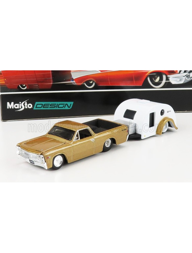 CHEVROLET - EL CAMINO PICK-UP WITH TRAILER ROULOTTE 1967 - GOLD WHITE