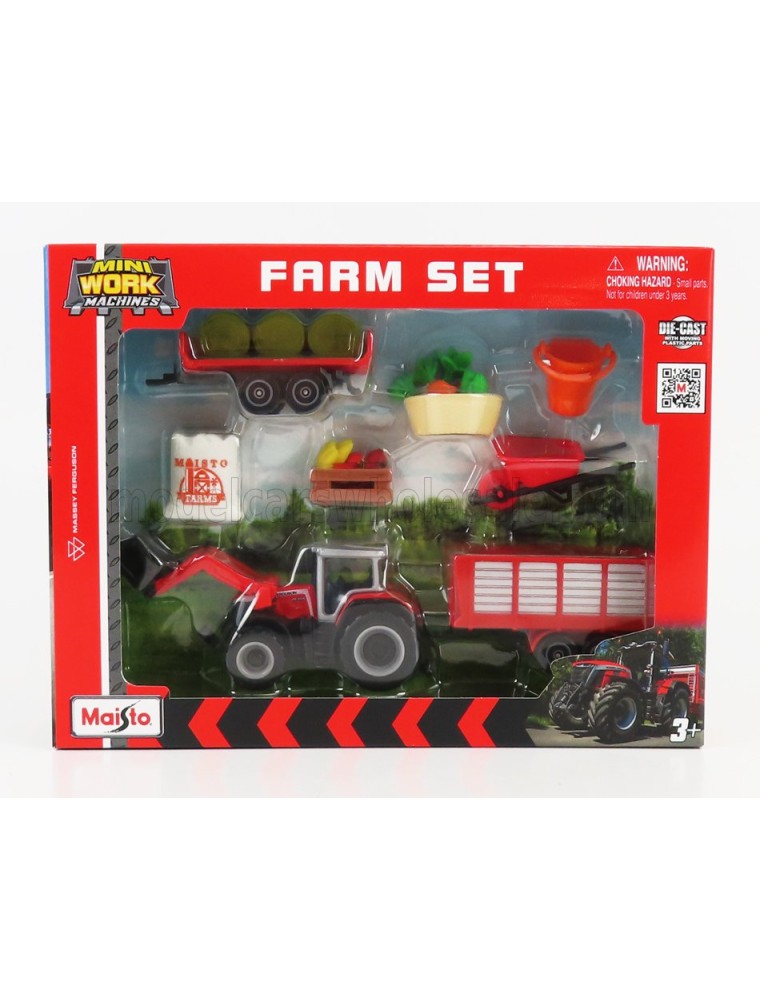 MASSEY FERGUSON - FARM SET 8S.285 TRACTOR WITH ACCESSORIES 2018 - RED GREY