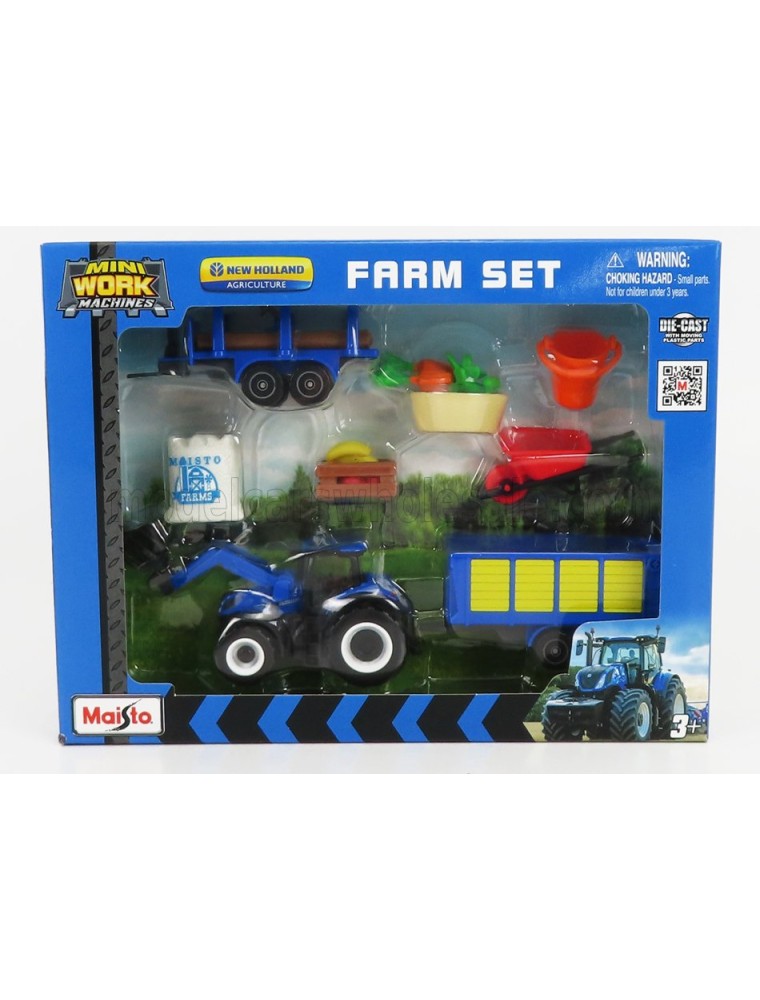 NEW HOLLAND - FARM SET T7-315 TRACTOR WITH ACCESSORIES 2018 - BLUE YELLOW