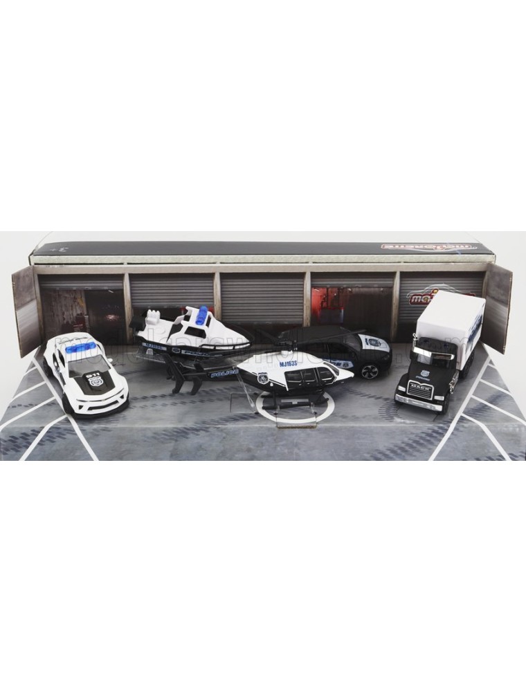 CHEVROLET - SET ASSORTMENT 5 CARS POLICE FORCE PIECES - WHITE BLACK