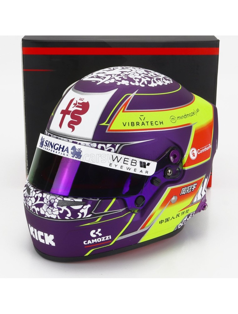 BELL HELMET - F1  CASCO HELMET ALFA ROMEO C43 TEAM STAKE N 24 SEASON 2023 GUANYU ZHOU - PURPLE WHITE YELLOW