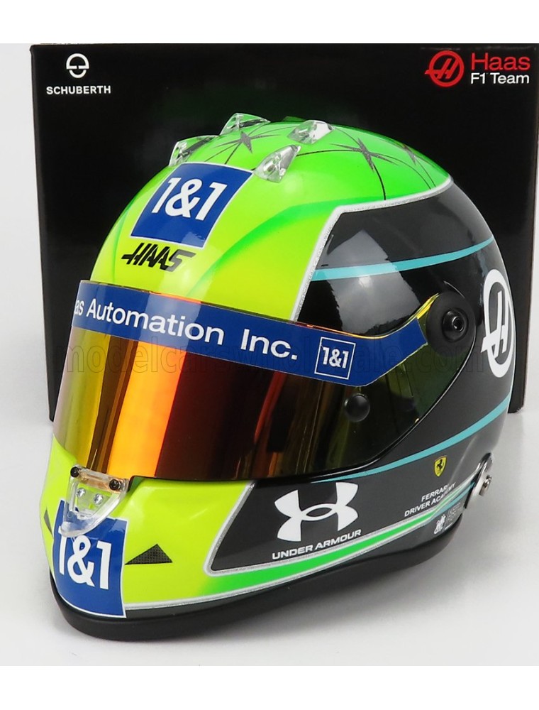 SCHUBERTH HELMET - F1 CASCO HELMET VF-22 TEAM HAAS N 47 SEASON 2022 MICK SCHUMACHER - GREEN BLACK YELLOW