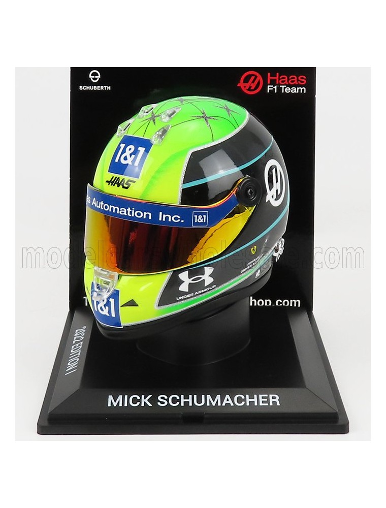 SCHUBERTH HELMET - F1 CASCO HELMET VF-22 TEAM HAAS N 47 SEASON 2022 MICK SCHUMACHER - GREEN BLACK YELLOW