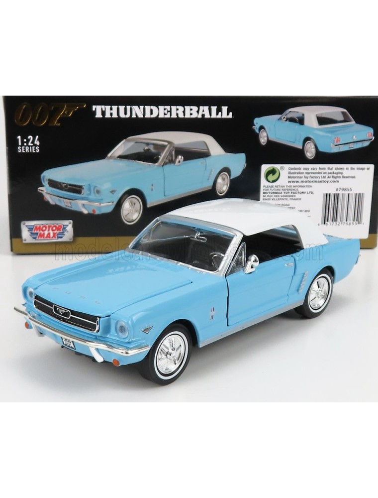 FORD USA - MUSTANG CONVERTIBLE SPIDER 1967 - 007 JAMES BOND - THUNDERBALL - OPERAZIONE TUONO - LIGHT BLUE WHITE