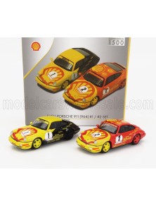 PORSCHE - SET 2X 911 964 N 1 CARRERA CUP SHELL PIRELLI 1991 W.KAUFMANN + N 2 CARRERA CUP SHELL TROPHY 1991 - YELLOW RED BLACK