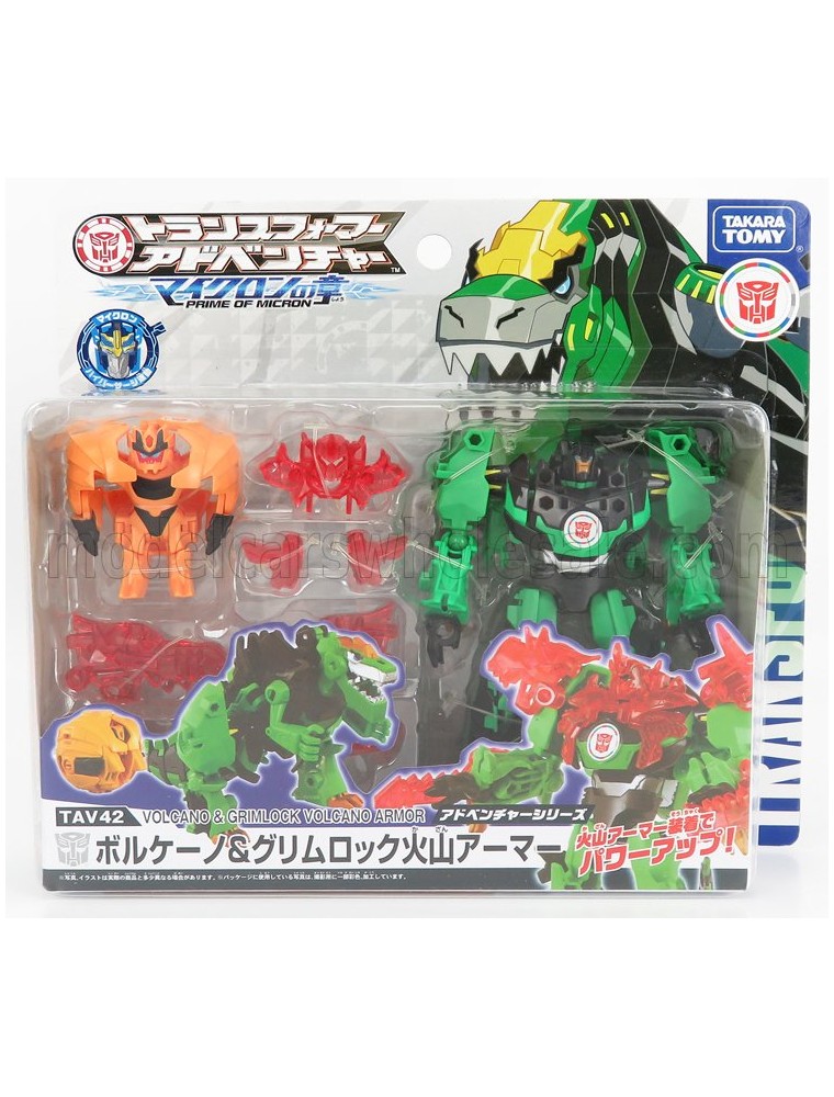 TAKARA-TOMY - TRANSFORMERS VOLCANO GRIMLOCK CM. 12.0 - GREEN BLACK ORANGE