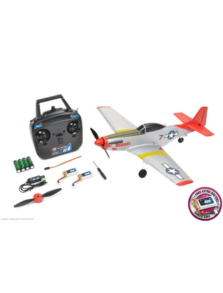 EZ-WING - Mini P-51 Mustang verde grigio 450mm completo di tutto P51 con 2 LiPo