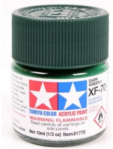 Tamiya - Colore acrilico XF-70 Dark Green 6pz da 10ml  opaco