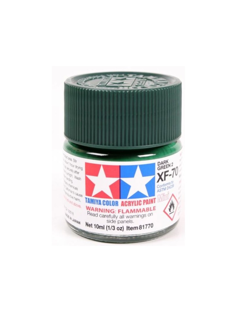 Tamiya - Colore acrilico XF-70 Dark Green 6pz da 10ml  opaco