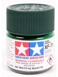 Tamiya - Colore acrilico XF-70 Dark Green 1pz da 10ml  opaco